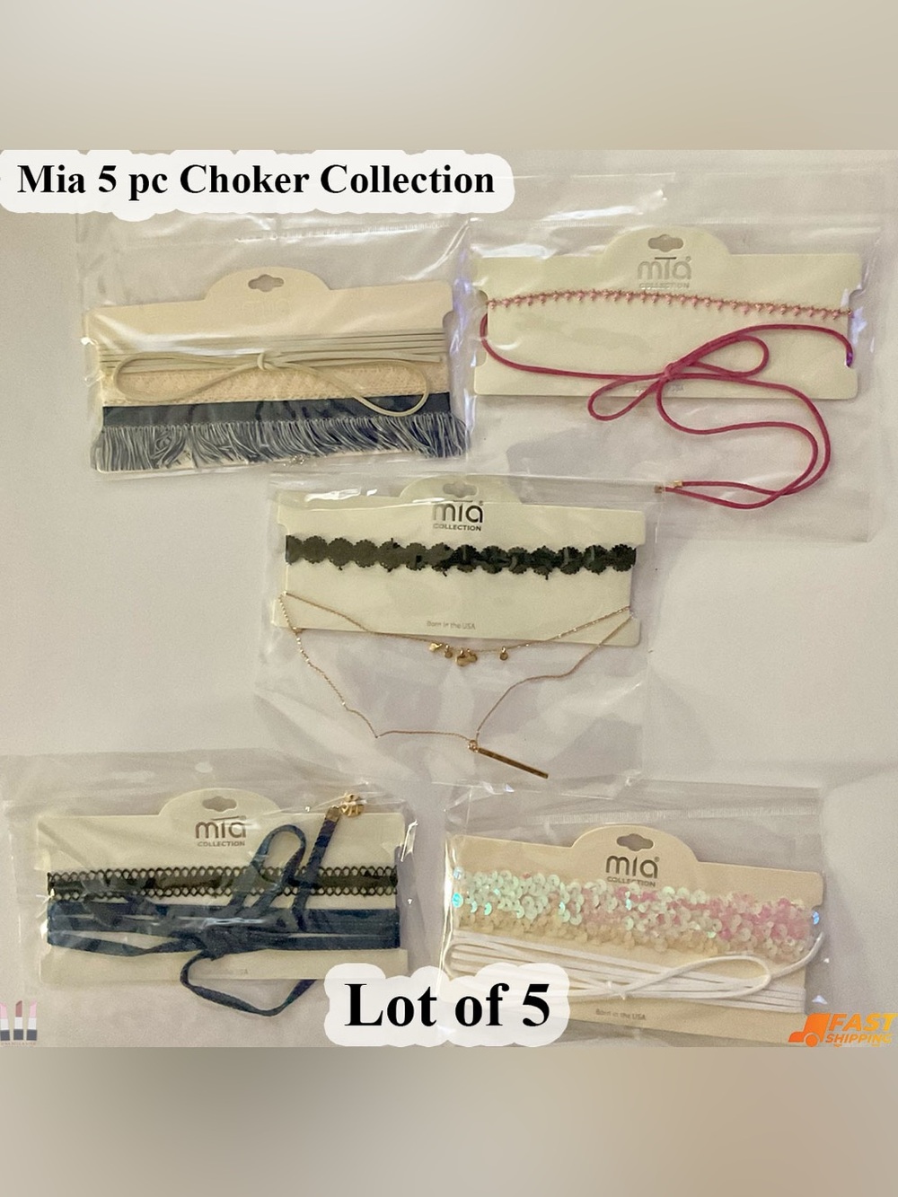 MIA Women's Choker Set in Black, Pink, Navy, Cream, Gold
